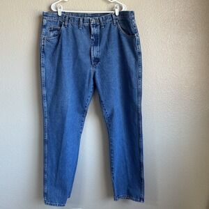 Wrangler Jeans Regular Fit Mens Size 44x32 Blue Denim Straight Leg Msre 42x30.5